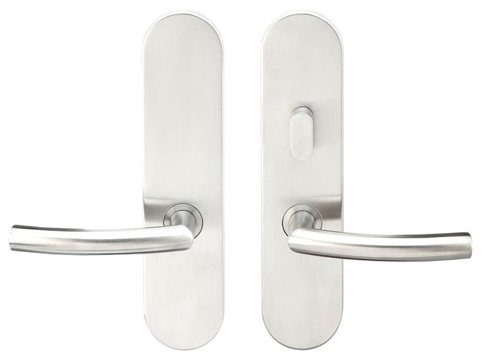 Oslo Lever, Tubular Passage With Privacy Bolt, Left Hand, Satin Stainless Steel