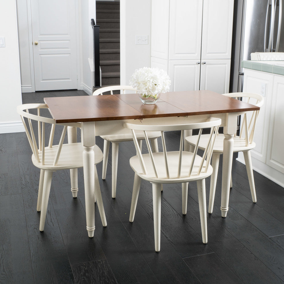 GDF Studio Fairfield Dining Set, Dark Oak and Cream