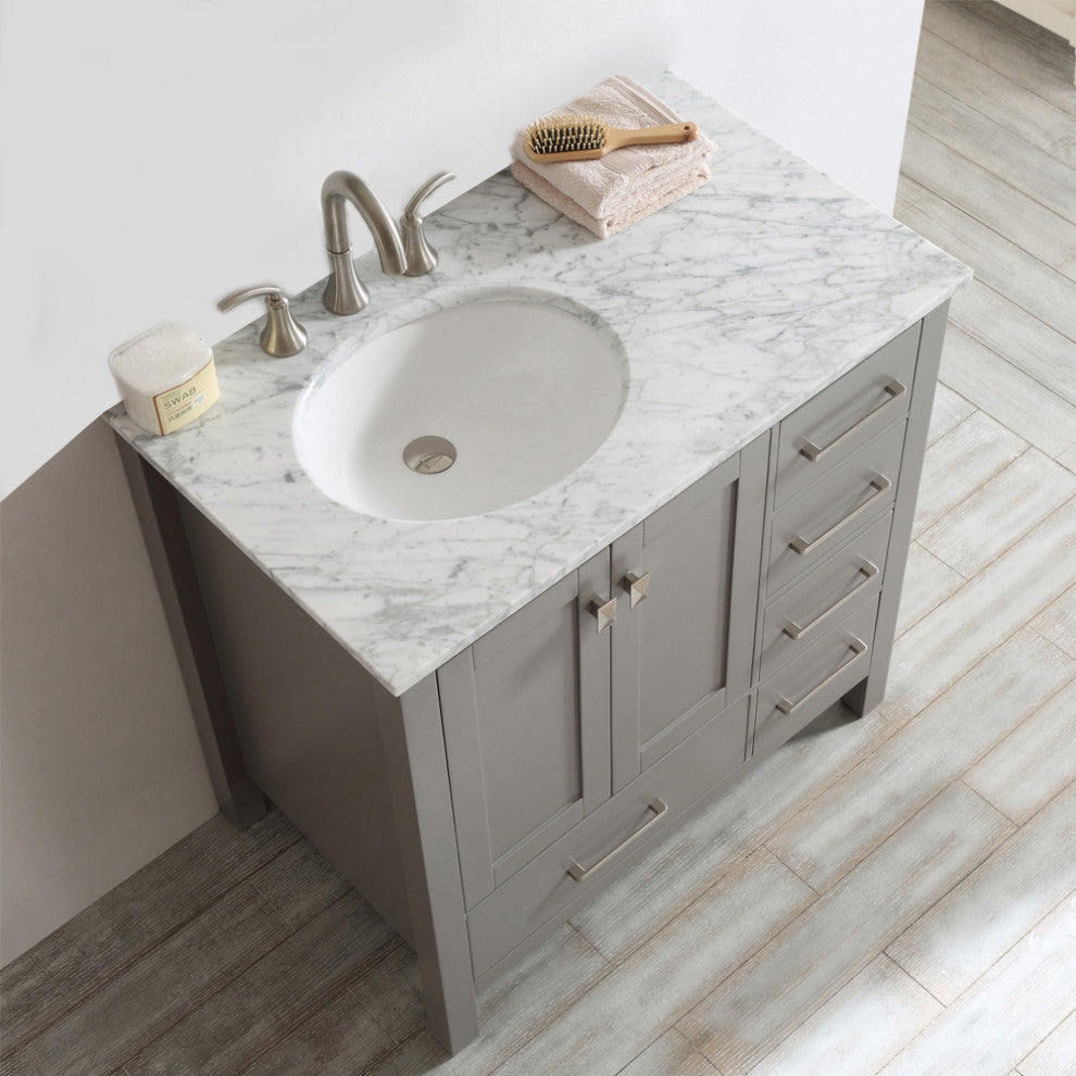 Gela Single Vanity, Gray, 36", Without Mirror