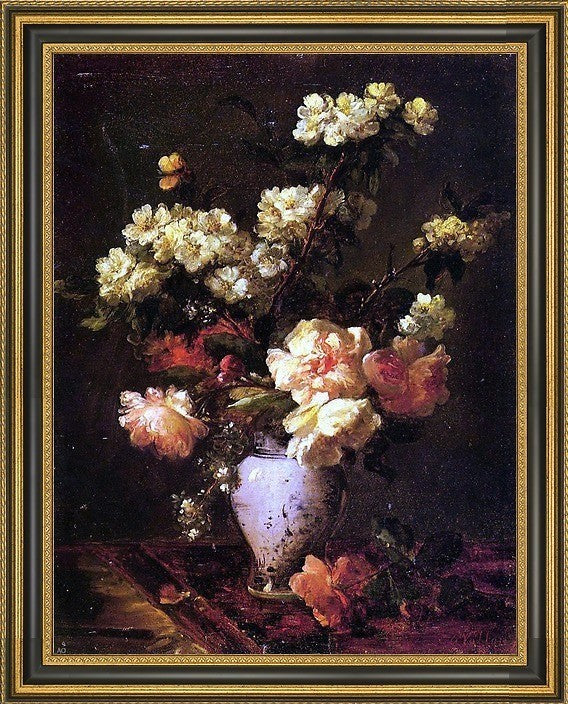Antoine Vollon Peonies and Apple Blossoms in a Chinese VaseCanvas Print, 18"x24"