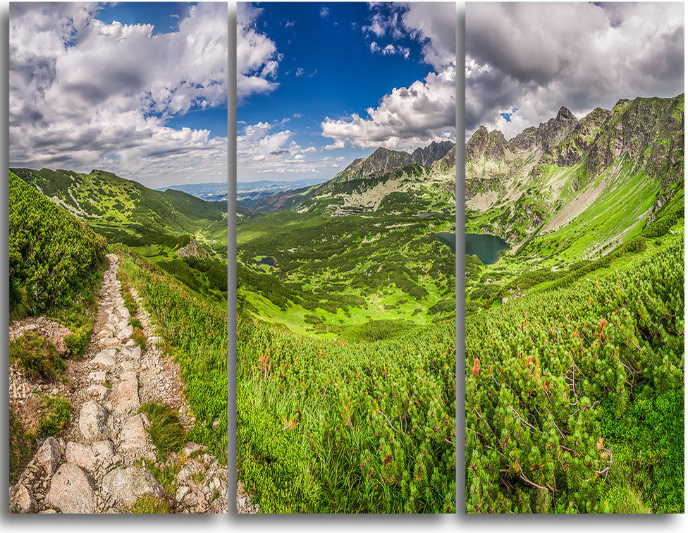 "Mountain Trail in Tatras Panorama" Metal Wall Art, 3 Panels, 36"x28"