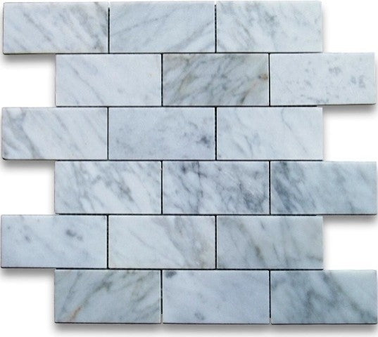 Honed and Beveled Tile, Arabescato Carrara, 10 Sq. ft., 2"x4"