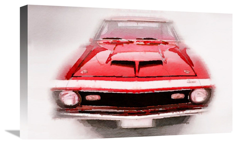 "1968 Chevy Camaro Front End Watercolor" Fine Art Print