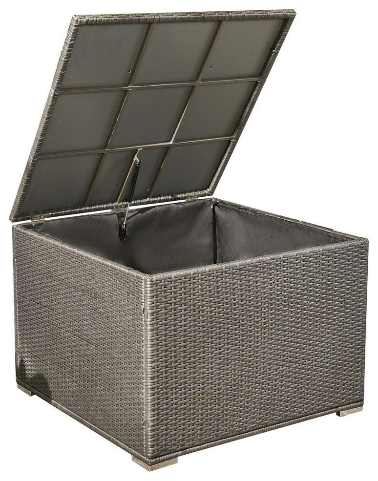 GDF Studio Sampa Outdoor Wicker Storage Ottoman, Gray