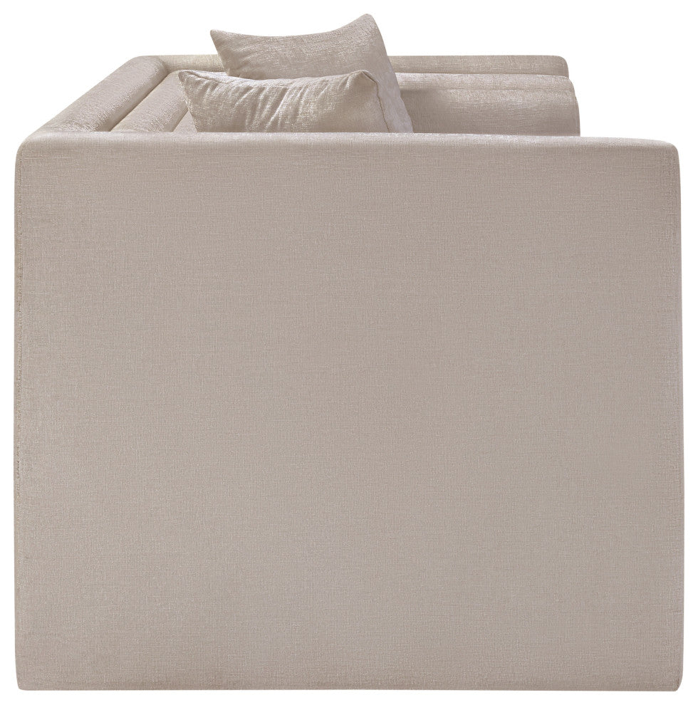 Everett Upholstered Loveseat, Beige, Chenille Fabric