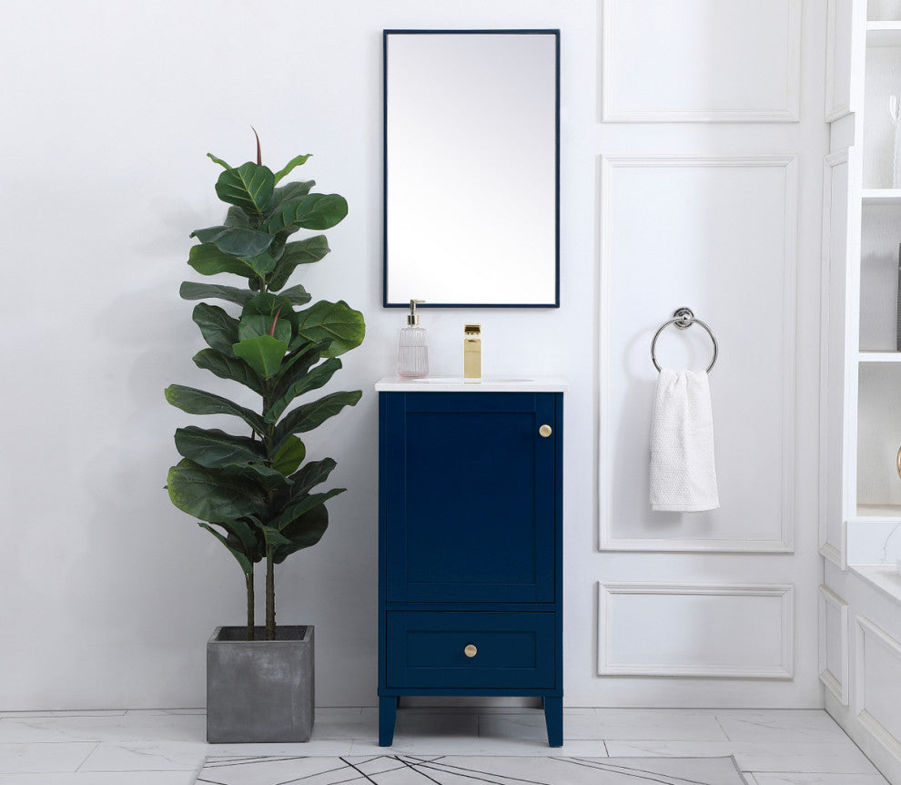Single 18" Bathroom Vanity (Blue), Blue, 18