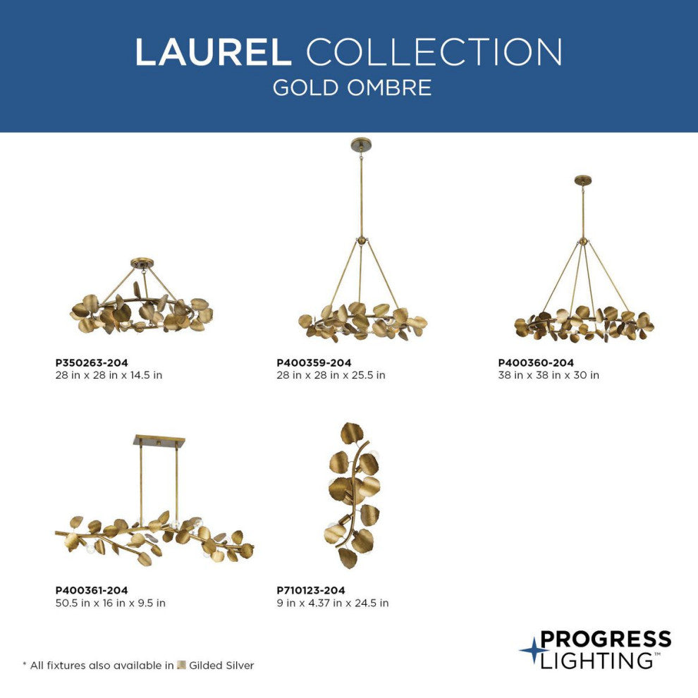 Laurel Collection 7-Light Island Linear Chandelier Light, Gilded Silver