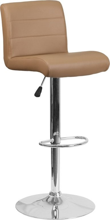 Estella Aria Mid-Back Cappuccino Vinyl Swivel Adjustable Barstool