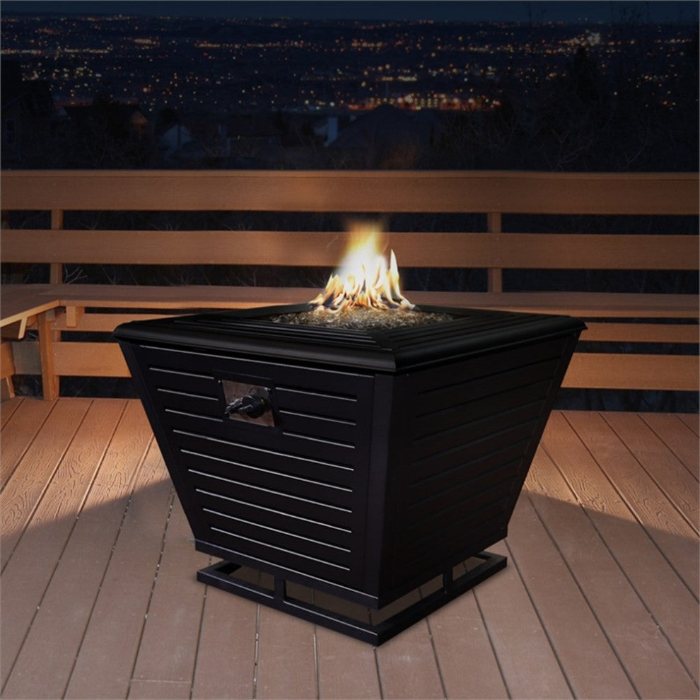 Sunbeam Pyramid Modern Style Steel Metal Fire Pit in Black Finish