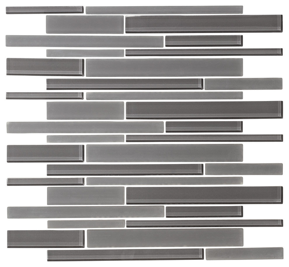 12"x12" Taupe Gray Glass Strip Mosaic