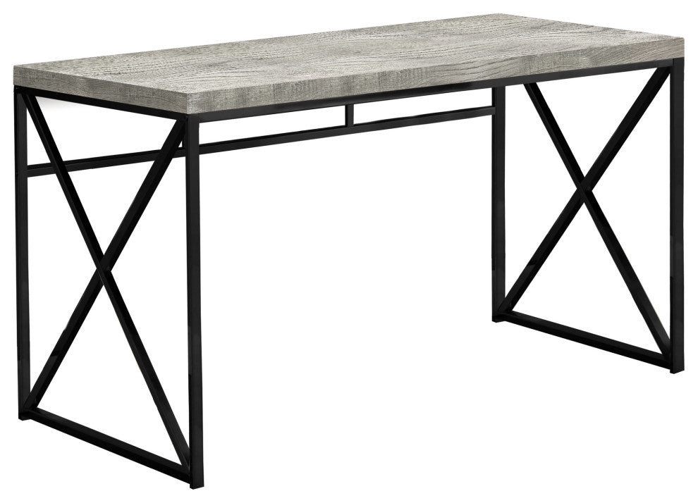 Computer Desk, Home Office, Laptop, Work, Metal, Laminate, Grey, Black