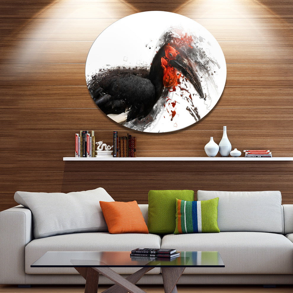 Relaxing Exotic Bird, Animal Disc Metal Artwork, 23"