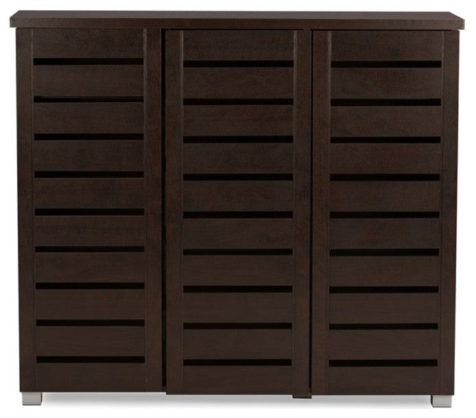 Adalwin and 3-Door Dark Brown Wooden Entryway Shoes Storage