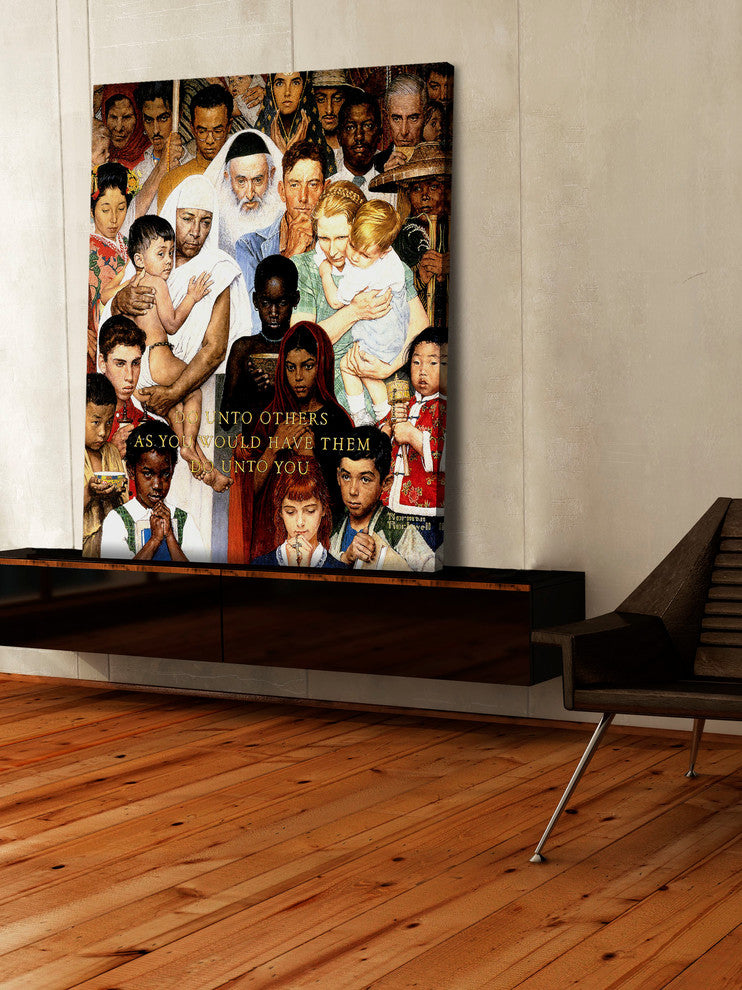 "Golden Rule" Painting Print on Canvas by Norman Rockwell