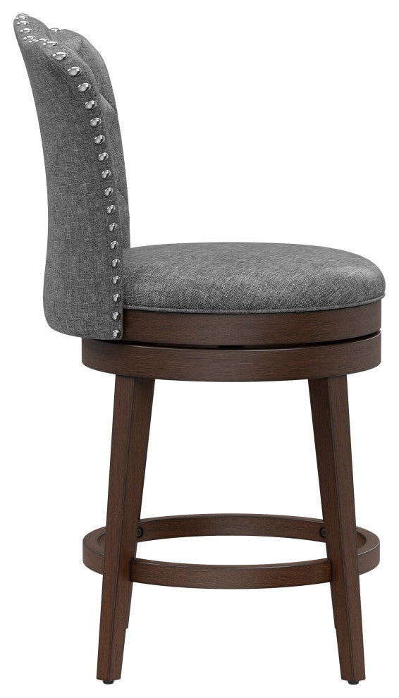 Hillsdale Edenwood Wood Counter Height Swivel Stool with Tufted Back