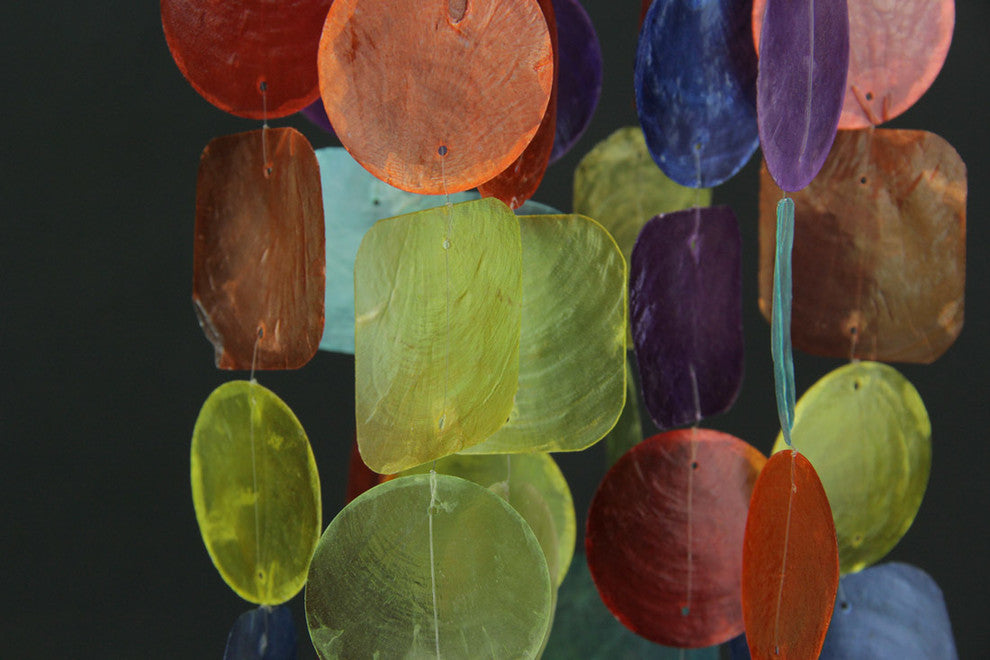 Set of Two 26 Inch Long Capiz Shell Hanging Wind Chimes