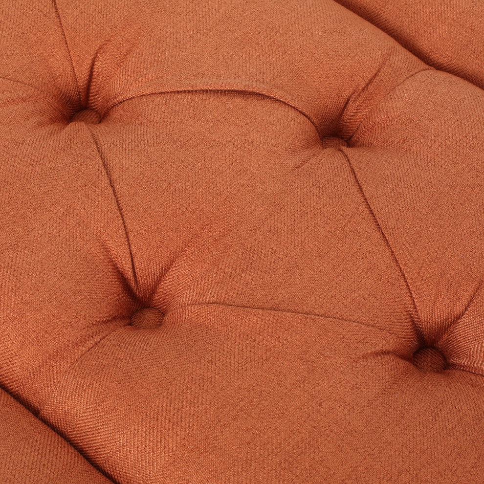 GDF Studio Pyram Mid Century Modern Ottoman Bench, Orange