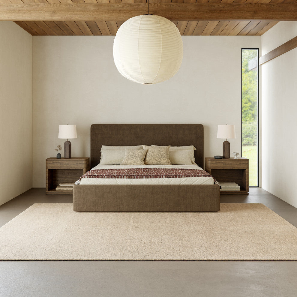Gaia New Zealand Wool Shag Area Rug, Sand 6' x 9'