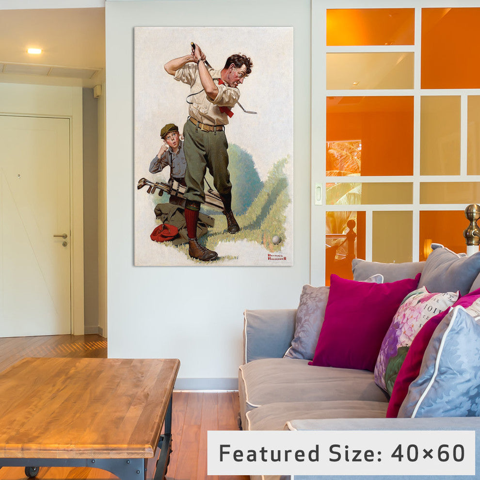 "The Golfer Gallery" by Norman Rockwell, 18x12x1.5"