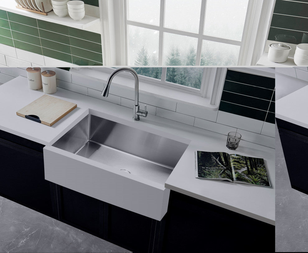 Single Bowl Farmhouse Stainless Sink, 33"