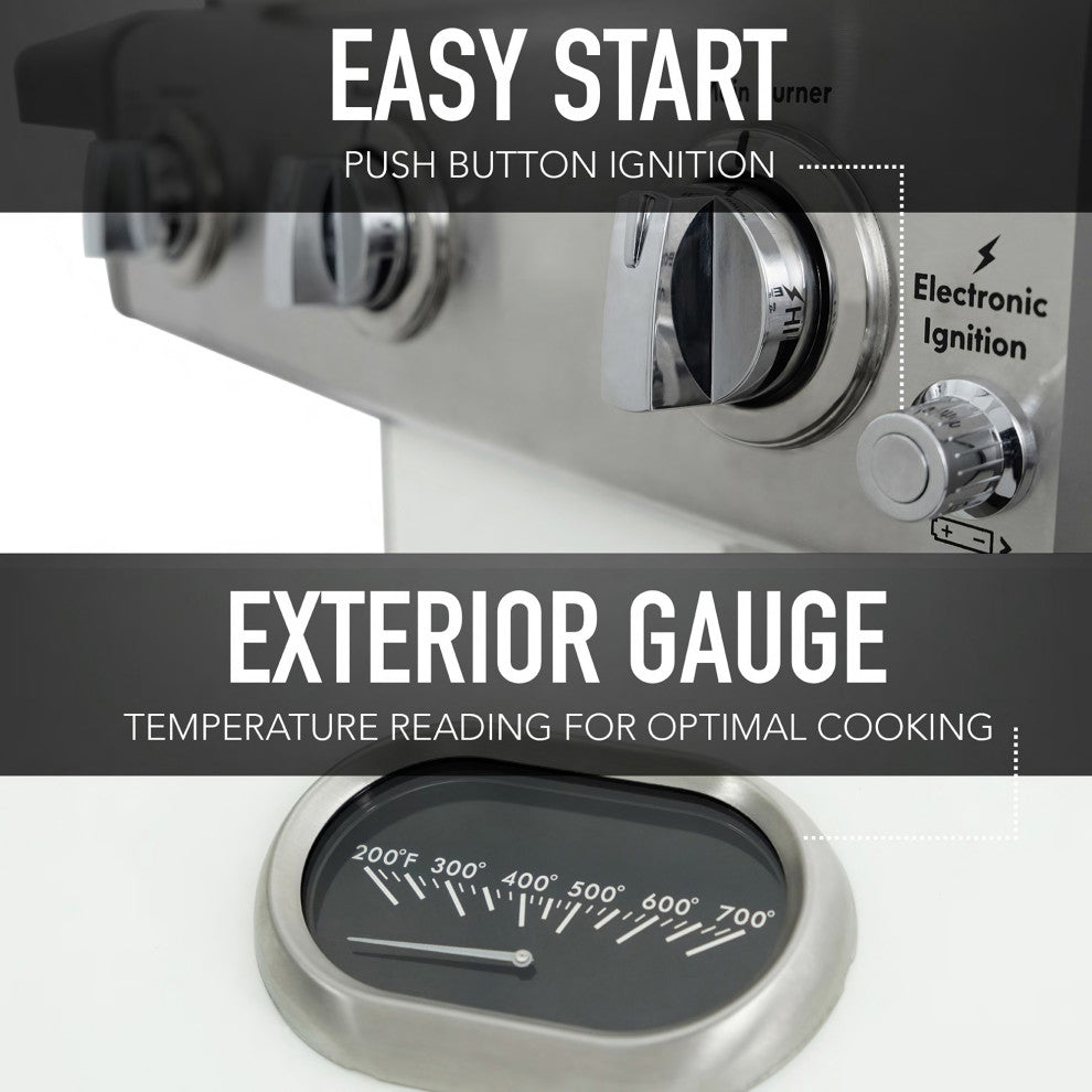 Kenmore 3 Burner Gas Grill with Side Shelves, Pearl