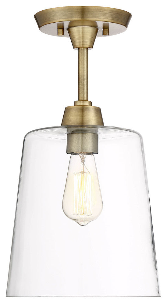 1-Light Semi-Flush Mount, Natural Brass