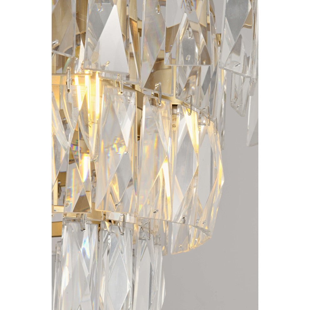 Abigil Gold 4-light Crystal Glass Prism 4-tier Chandelier