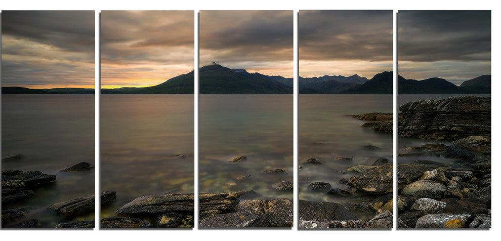 "Rocky Coastline of Loch Scavaig" Landscape Wall Art, 5 Panels, 60"x28"