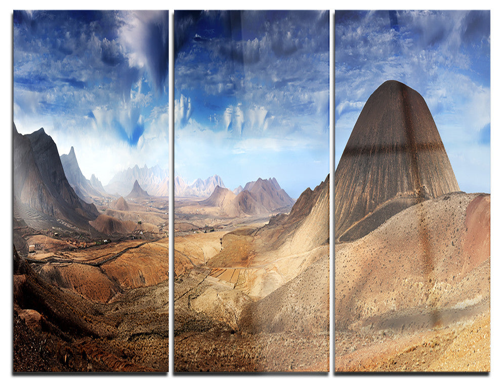 "Mountain Scenery Panorama" Photo Metal Wall Art, 3 Panels, 36"x28"