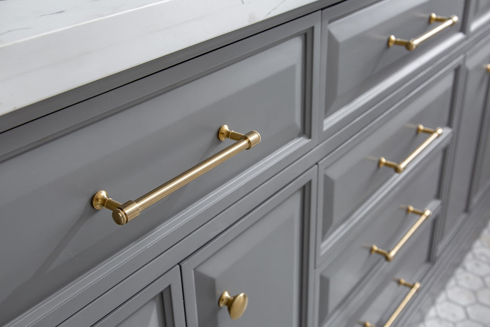 72" Palace Collection With Hardware, Satin Brass Finish, Cashmere Gray, F2-0012