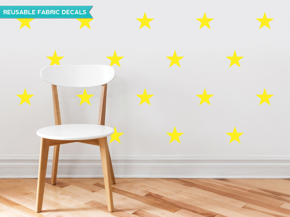 Stars Fabric Wall Decals, Set of 30 Stars, Yellow