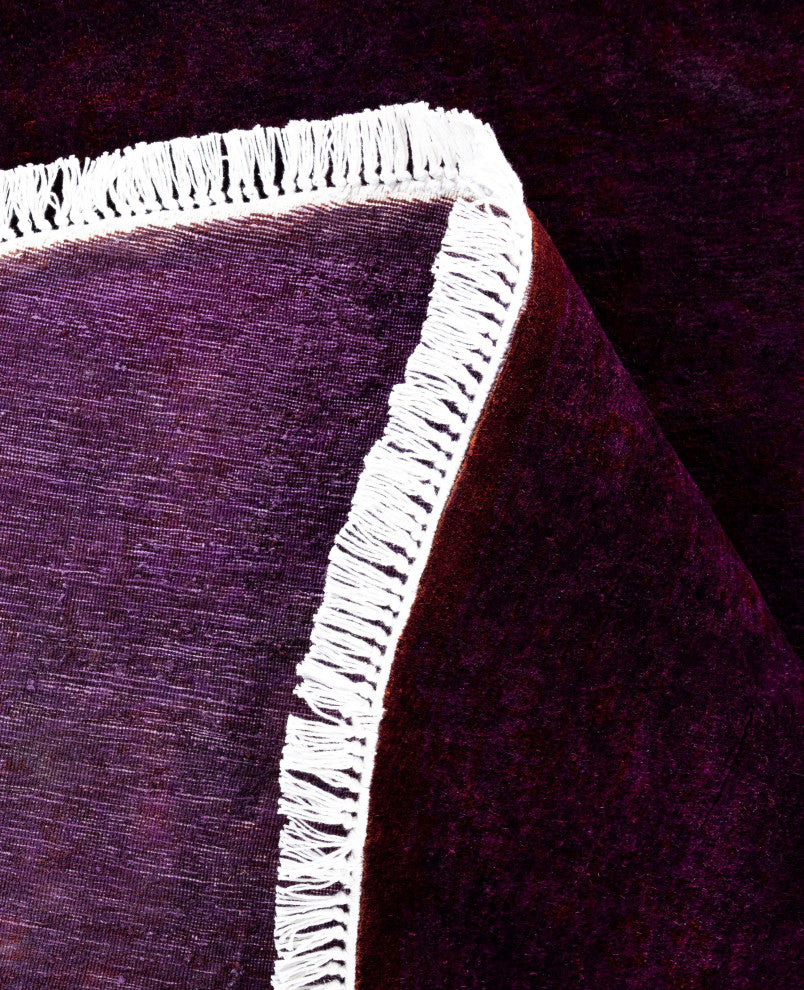 Overdyed One-of-a-Kind Hand-Knotted Area Rug Purple, 6' 1" x 6' 1"