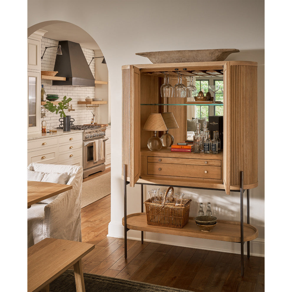 Giorgio Crystal Mini Lamp, Natural Brass With Rattan Shade