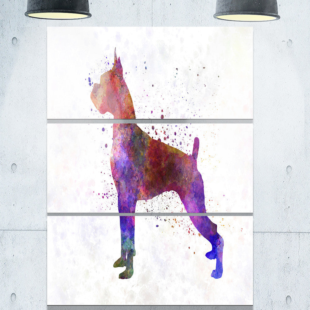 "Boxer in Watercolor" Glossy Metal Wall Art, 3 Panels, 28"x36"
