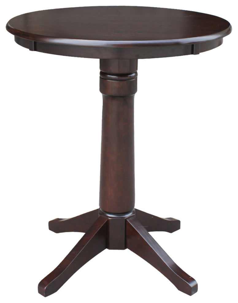30" Round Top Pedestal Table, Rich Mocha