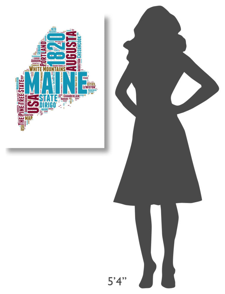 "Maine Word Cloud Map" Fine Art Print