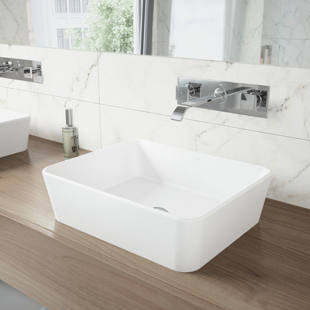 VIGO Titus 3" H 2-Handle Wall Mount Bathroom Faucet, Chrome