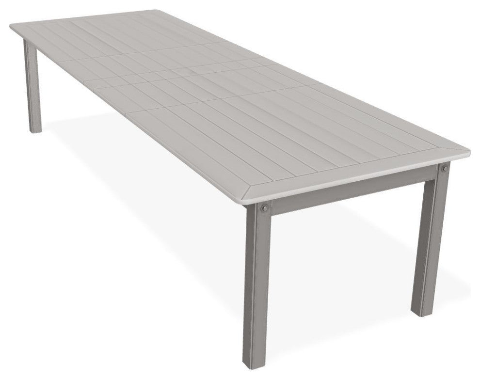 42" x 120" Extendable Outdoor Dining Table with Umbrella Hole, Warm Gray