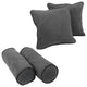 Double-Corded Solid Microsuede Throw Pillows With Inserts, Set of 4, Steel Gray