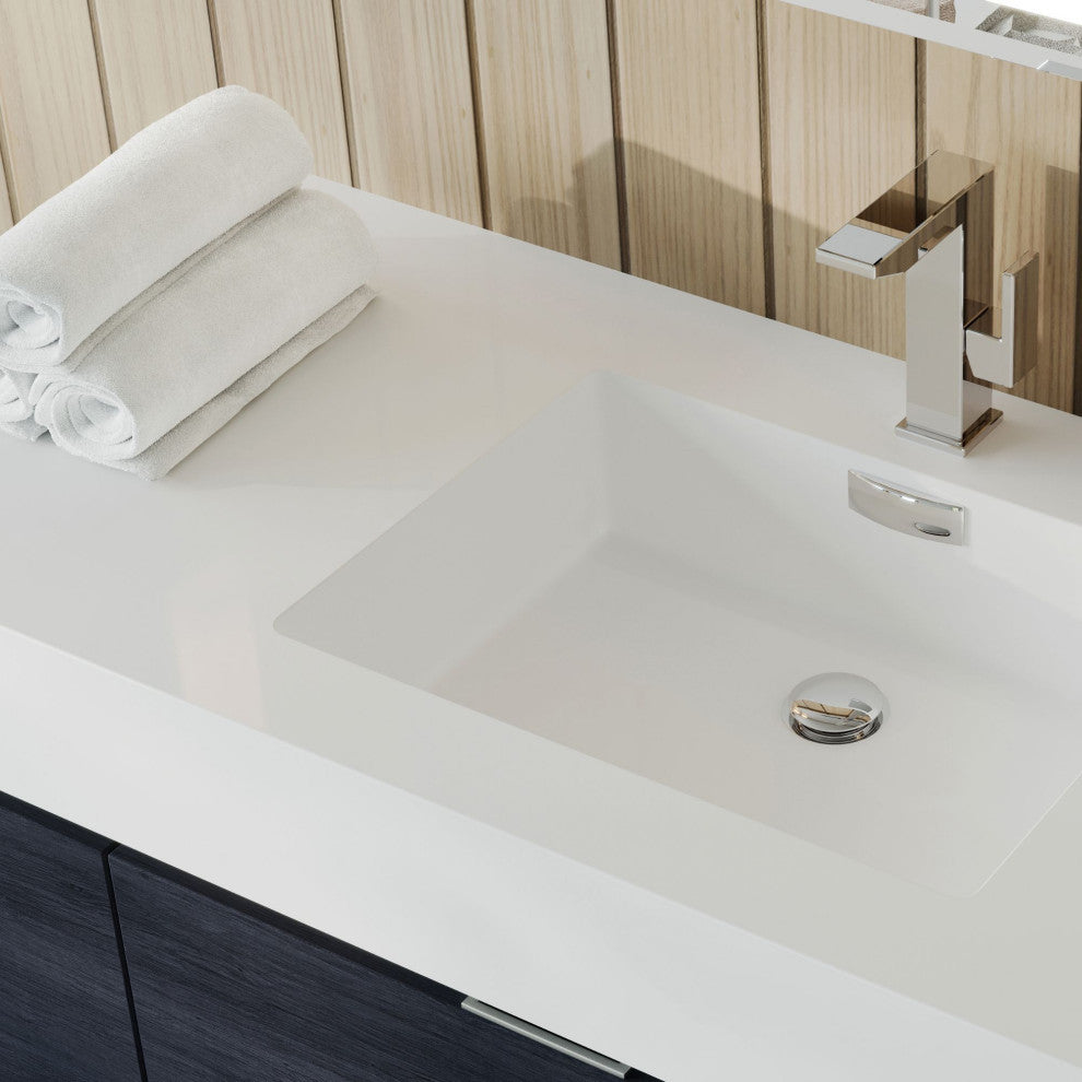 Boutique Bath Vanity, Gray Oak, 48", Single Sink, Wall Mount