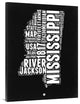 "Mississippi Black and White Map" Fine Art Print