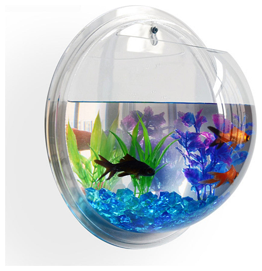 Modern Home Fish Bubble Aquarium - Deluxe Acrylic Wall Mounted Fish Tank w/Bonu