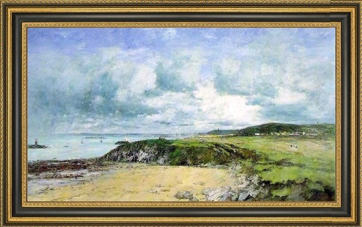 Eugene-Louis Boudin the Coast of Portrieux Framed Premium Canvas Print, 14"x28"