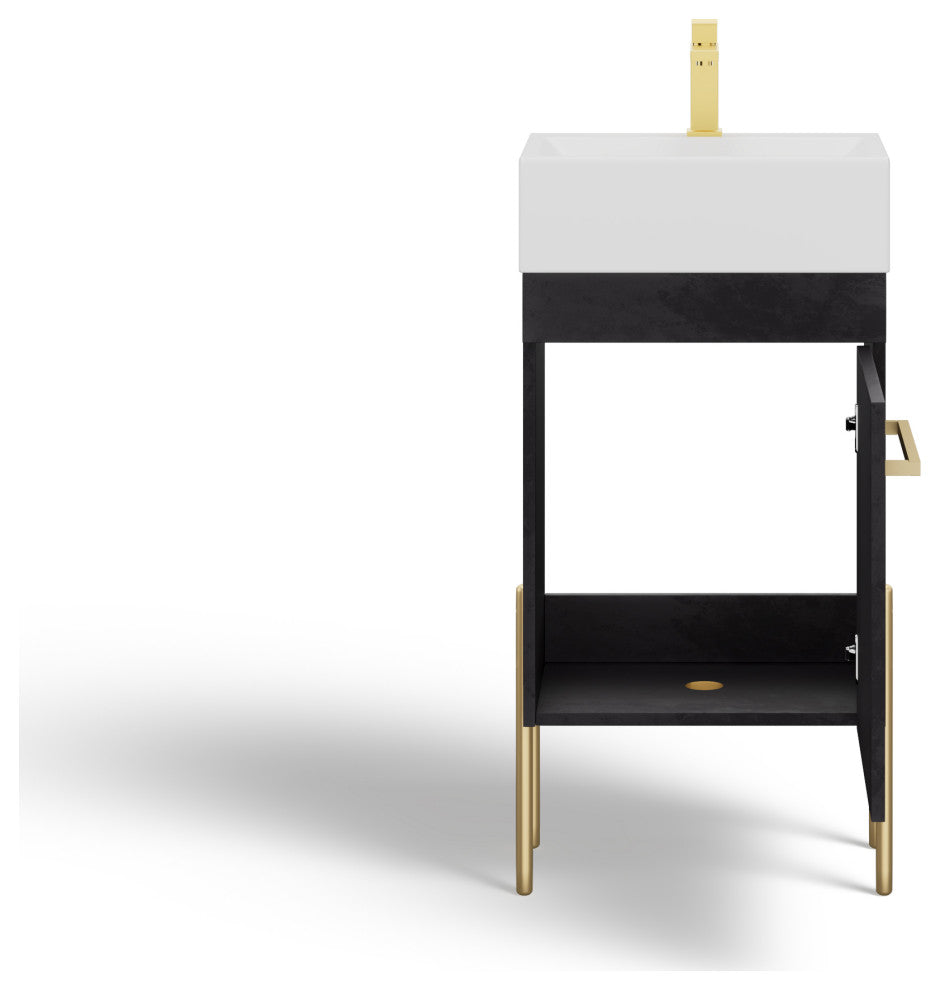 Ravena, Bathroom Vanity, Black, 18", Single Sink, Freestanding
