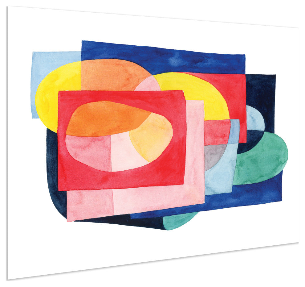 Colorful Abstract Wall Art Printed on Frameless Free Floating Tempered Glass