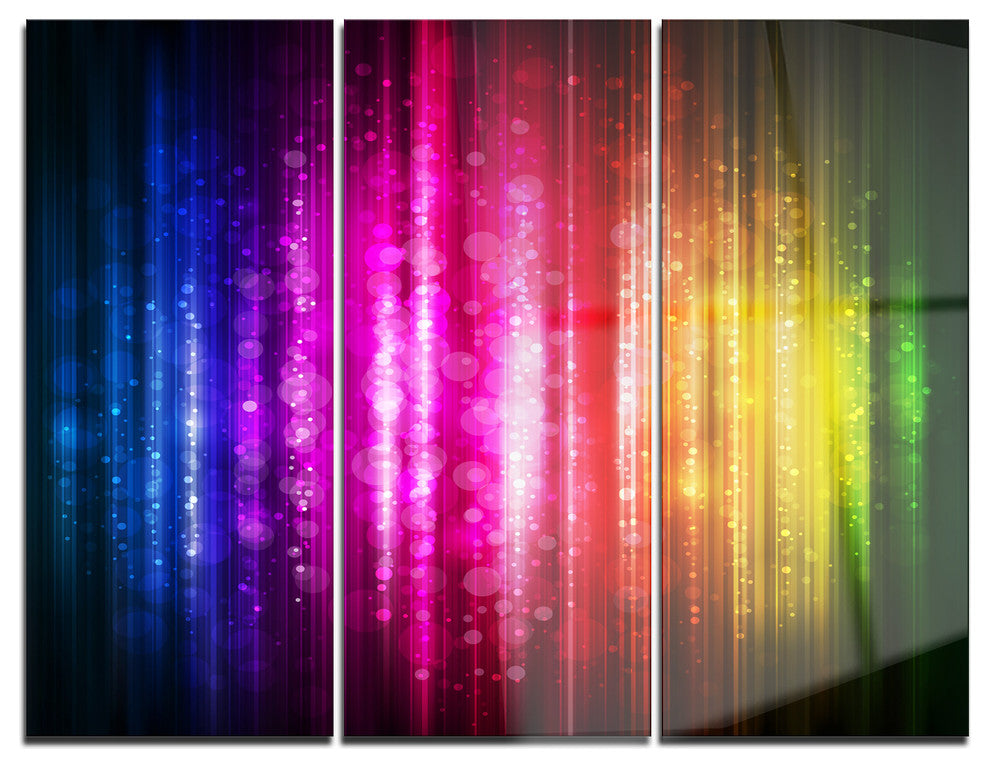 "Glowing Background" Glossy Metal Wall Art, 3 Panels, 36"x28"