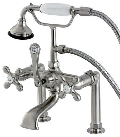 Aqua Vintage Deck Mount Clawfoot Tub Faucet, Brushed Nickel