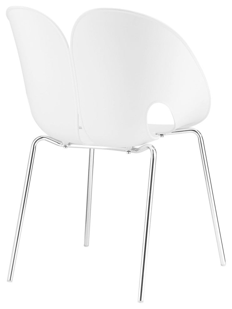 Modern Contemporary Dining Armchair, White Plastic