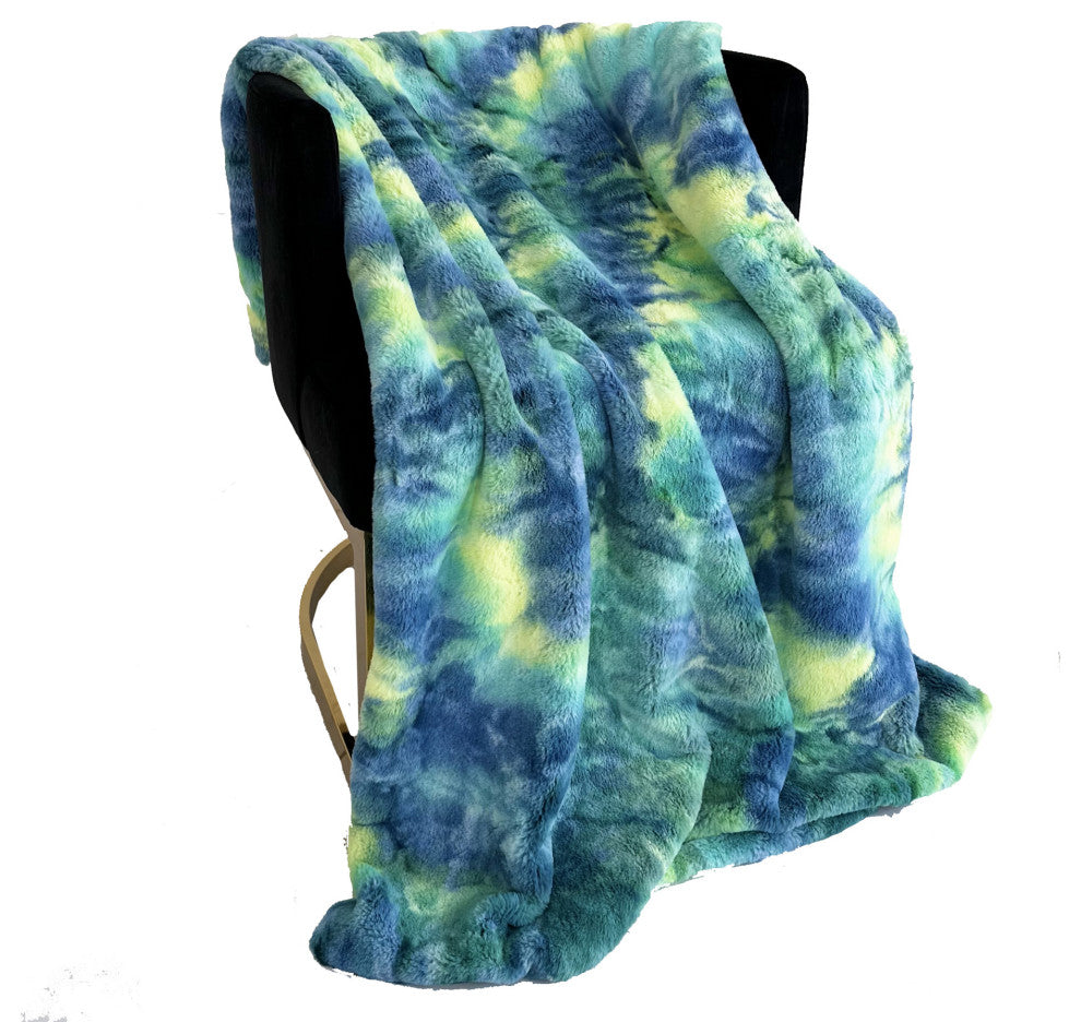 Plutus Northern Lights Faux Fur Luxury Throw Blanket, 114"L x 120"W King