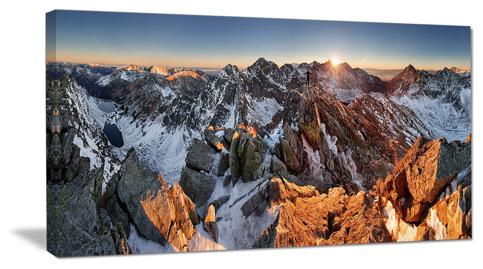 "Scenery of High Mountain With Lake" Landscape Print Wall Artwork, 32"x16"